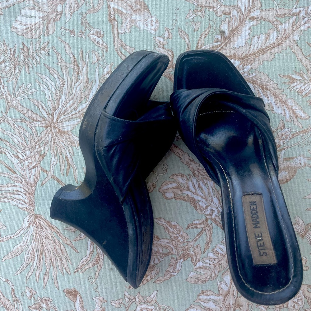Steve Madden Leather Twist Slides, Aughts,  6.5